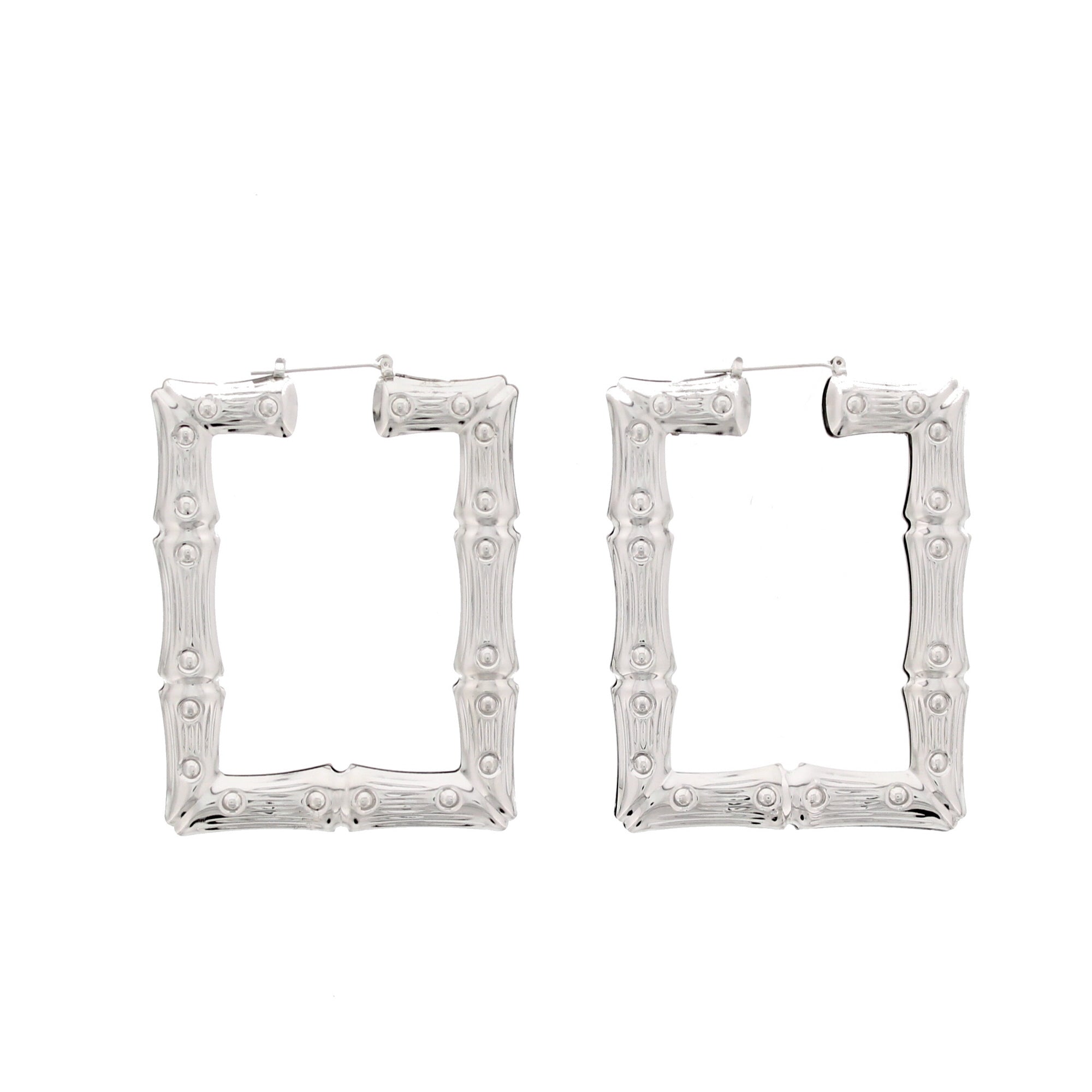 Bamboo Style Rectangular Earrings