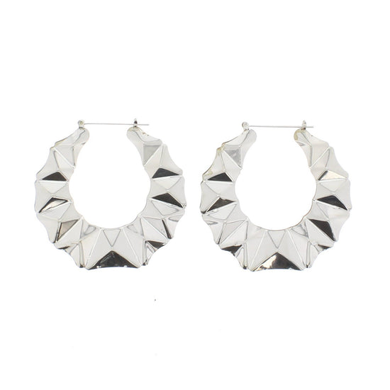 Large Pyramid Patterned Heart Earrings