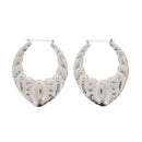 Large Oval Bamboo Style Patterned Heart Earrings
