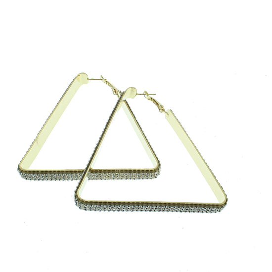 3 Row Crystal Stone Triangular Shaped Earrings