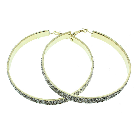 3 Row Crystal Stone Round Shaped Gold Earrings