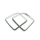 3 Row Crystal Stone Square Shaped Earrings