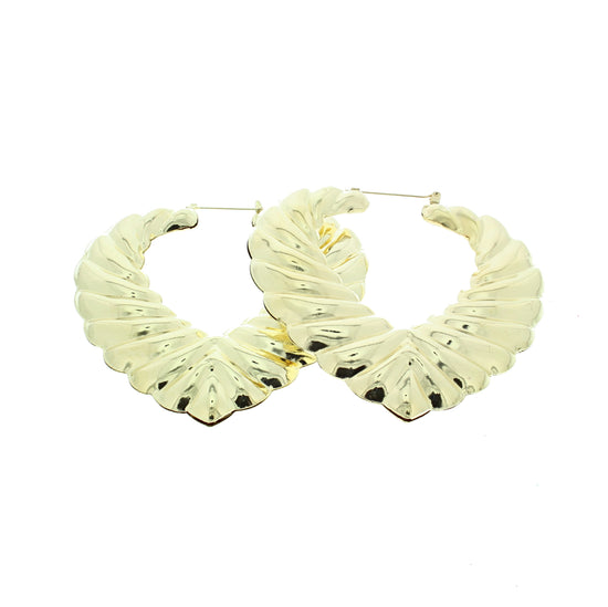Heart Shaped Gold Crinkle Earrings