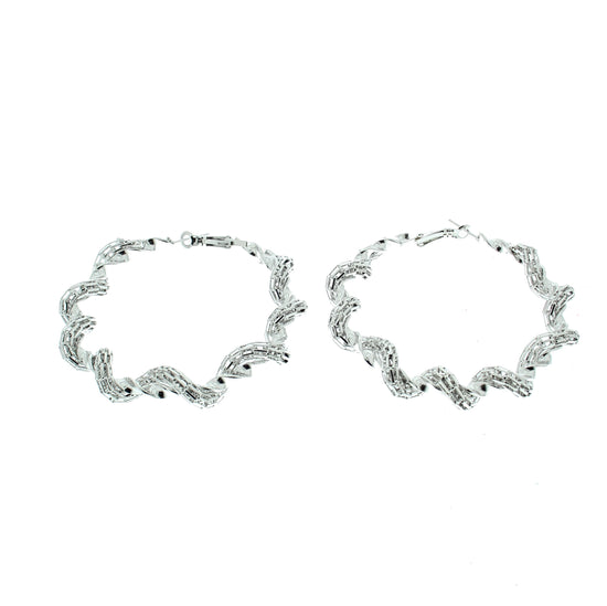 Twisted Gold Patterned Hoop Earrings