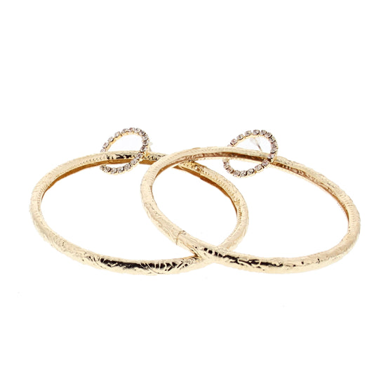 7.5cm Hoop Earrings with Diamante Stone Ring