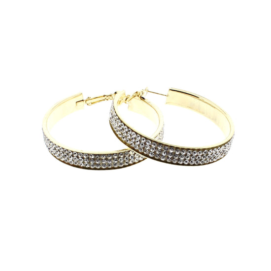 3 Row Crystal Stone Round Shaped Earrings