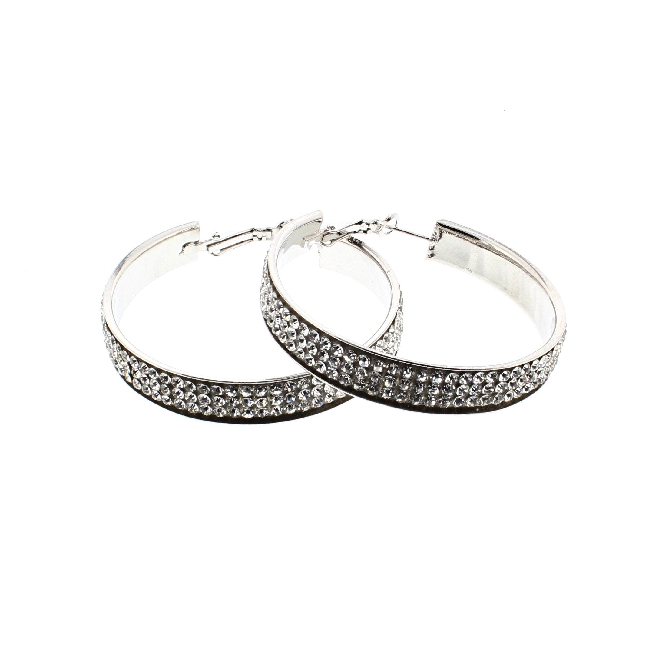 3 Row Crystal Stone Round Shaped Earrings