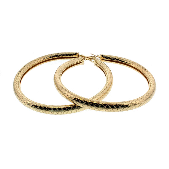 8.9cm Criss Cross Patterned Hoop Earrings