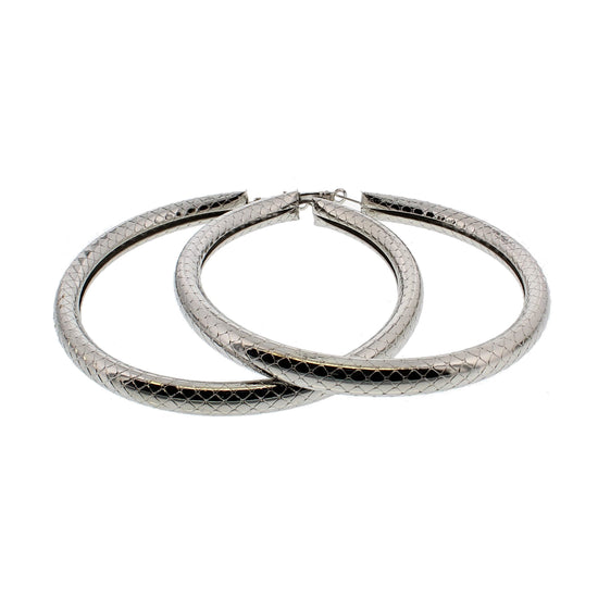 8.9cm Criss Cross Patterned Hoop Earrings