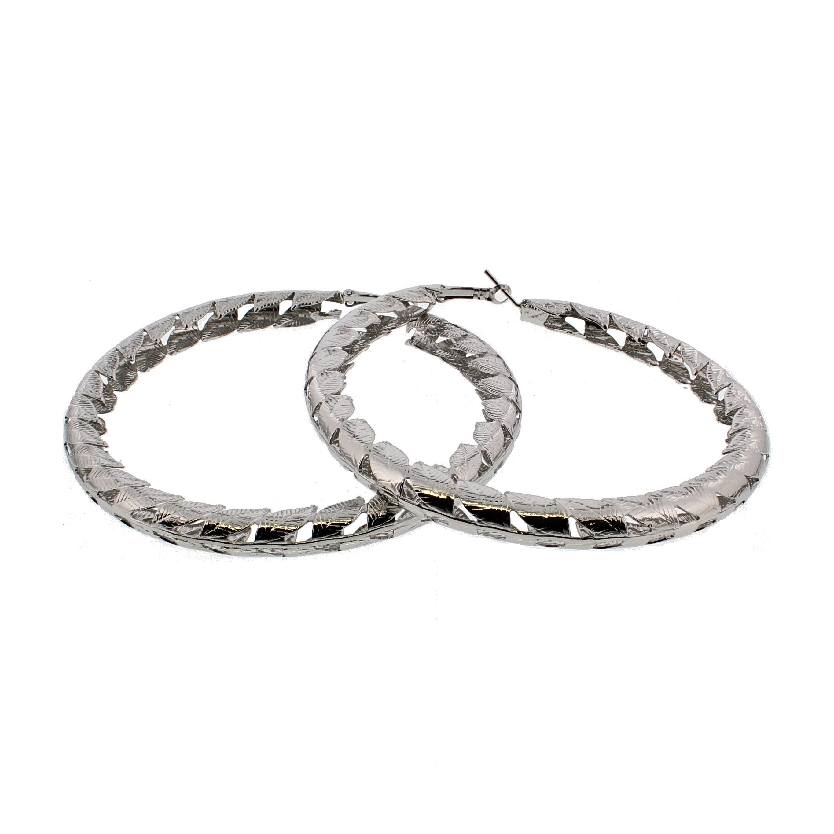 8.7cm Folded Roman Leaf Hoop Earrings