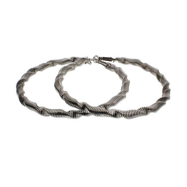 9.1cm Twisted Bars Hoop Earrings