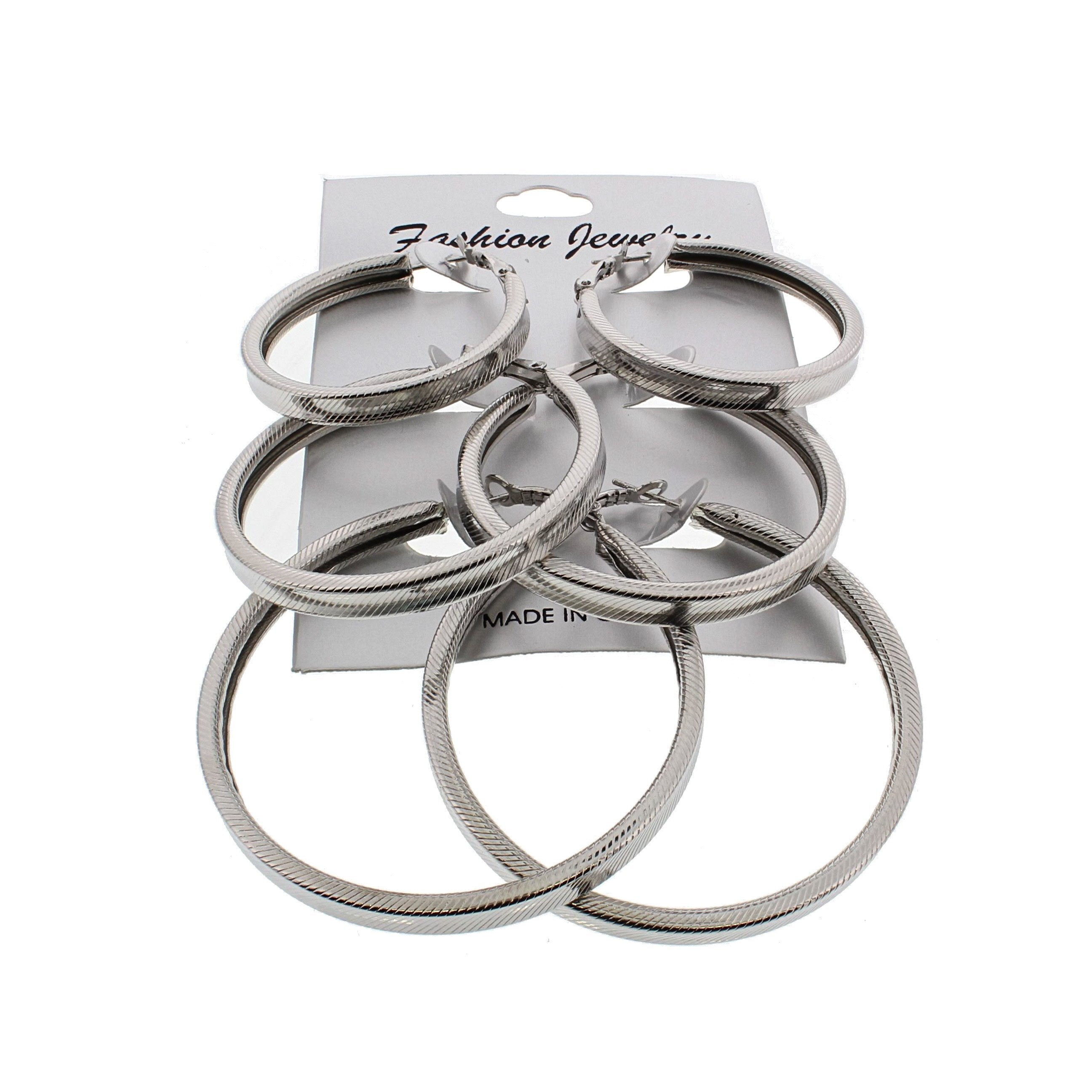 3 on a Card Patterned Hoop Earrings