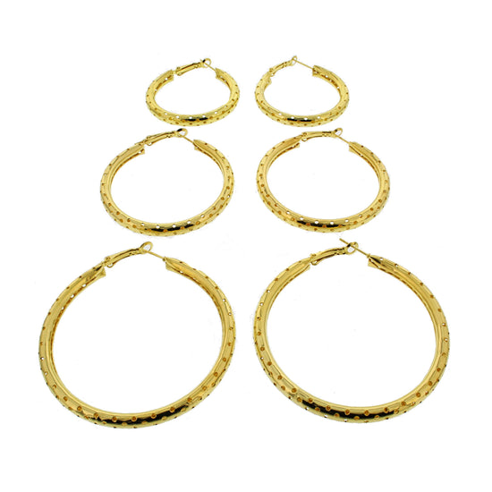 3 on a Card Perforated Hoop Earrings