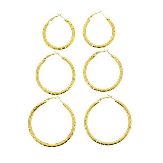 3 on a Card Perforated Hoop Earrings