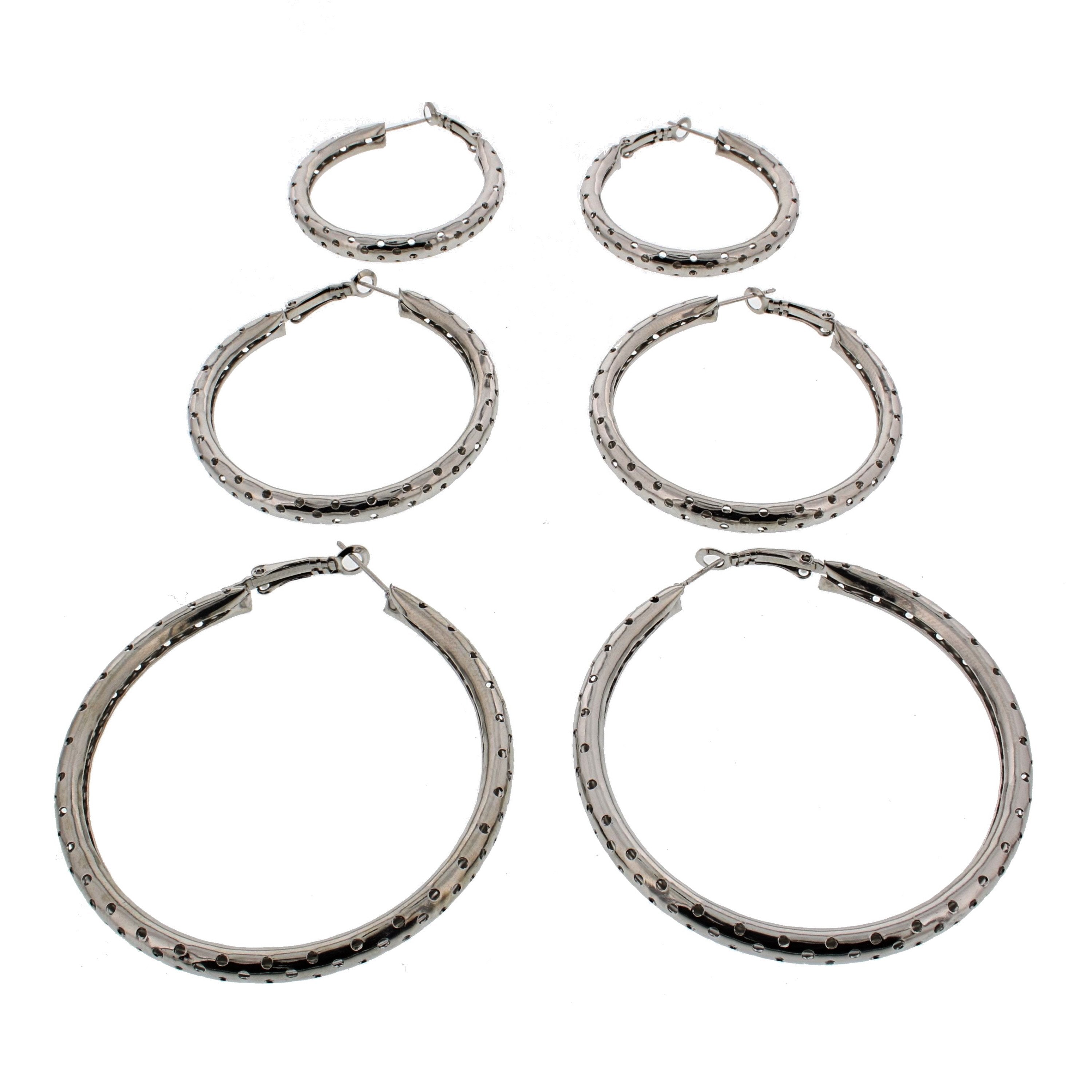 3 on a Card Perforated Hoop Earrings