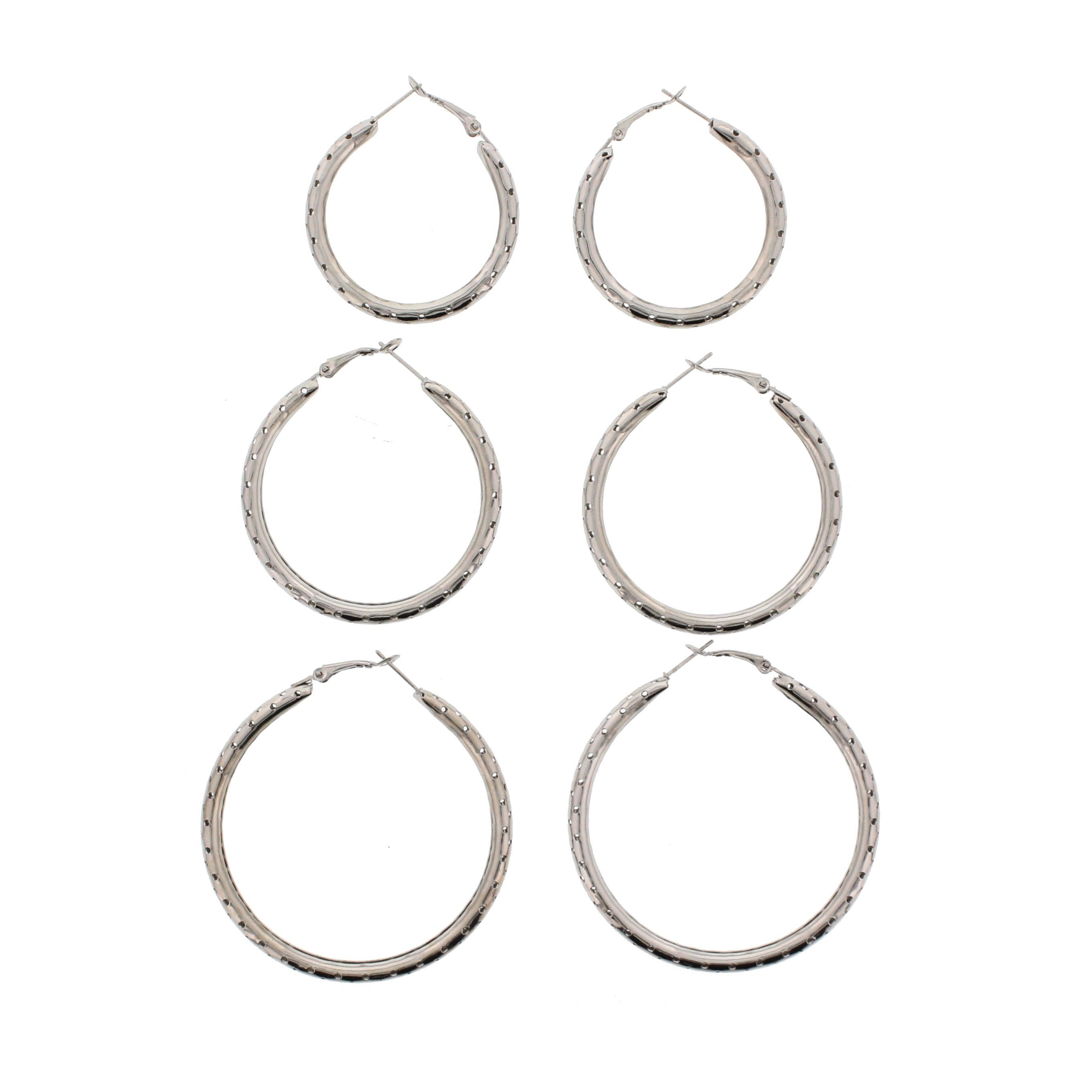 3 on a Card Perforated Hoop Earrings