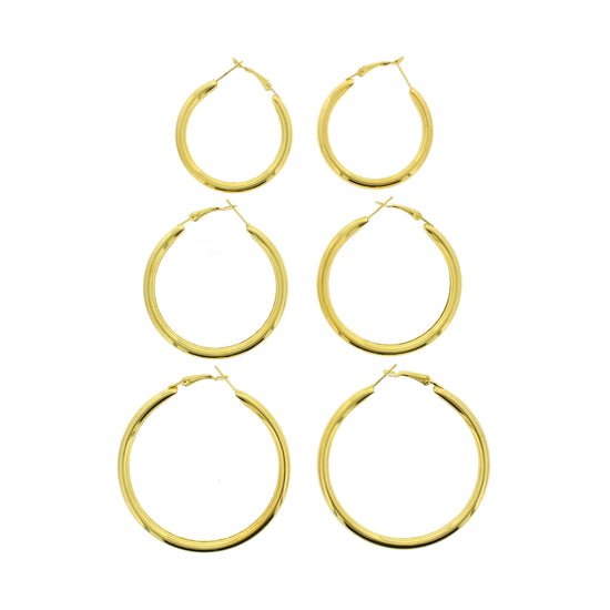 3 on a Card Plain Hoop Earrings
