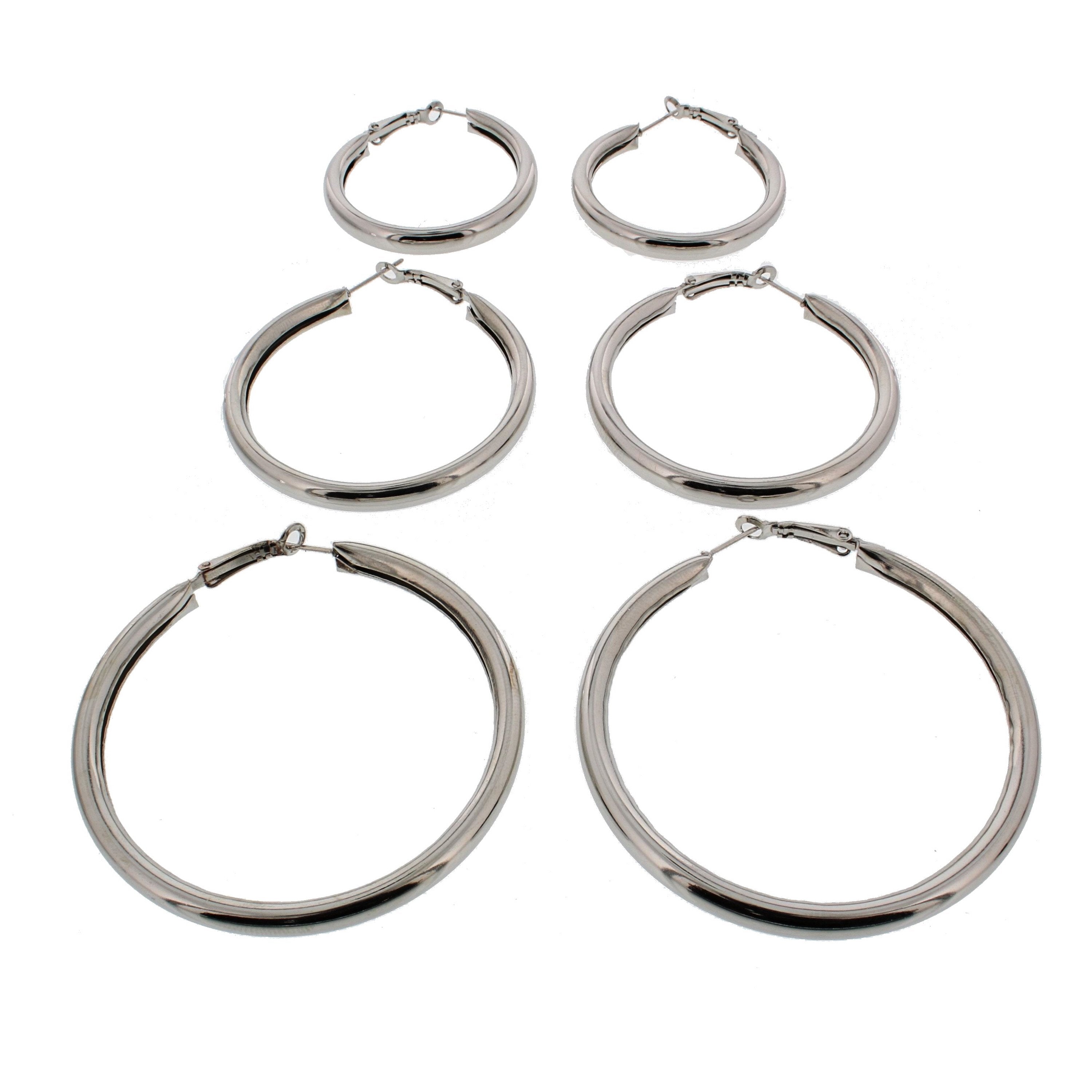 3 on a Card Plain Hoop Earrings