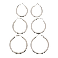 3 on a Card Plain Hoop Earrings