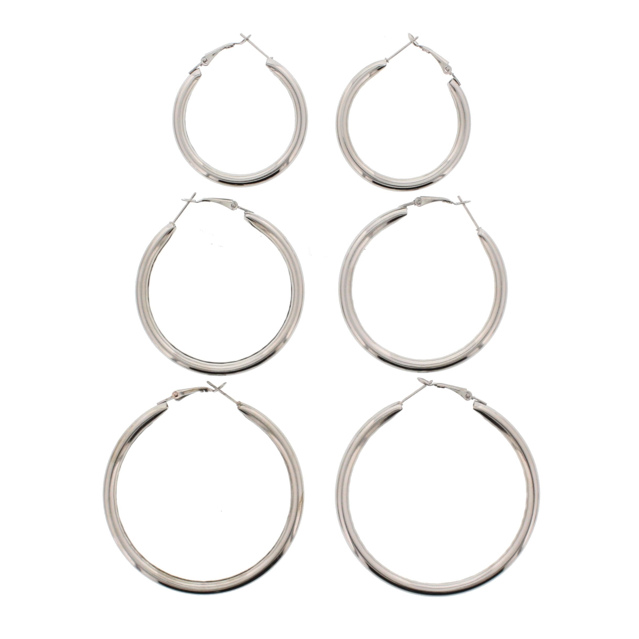 3 on a Card Plain Hoop Earrings