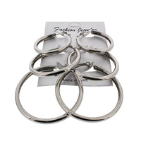 3 on a Card Plain Hoop Earrings