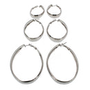 3 on a Card Oval Shaped Plain Hoop Earrings