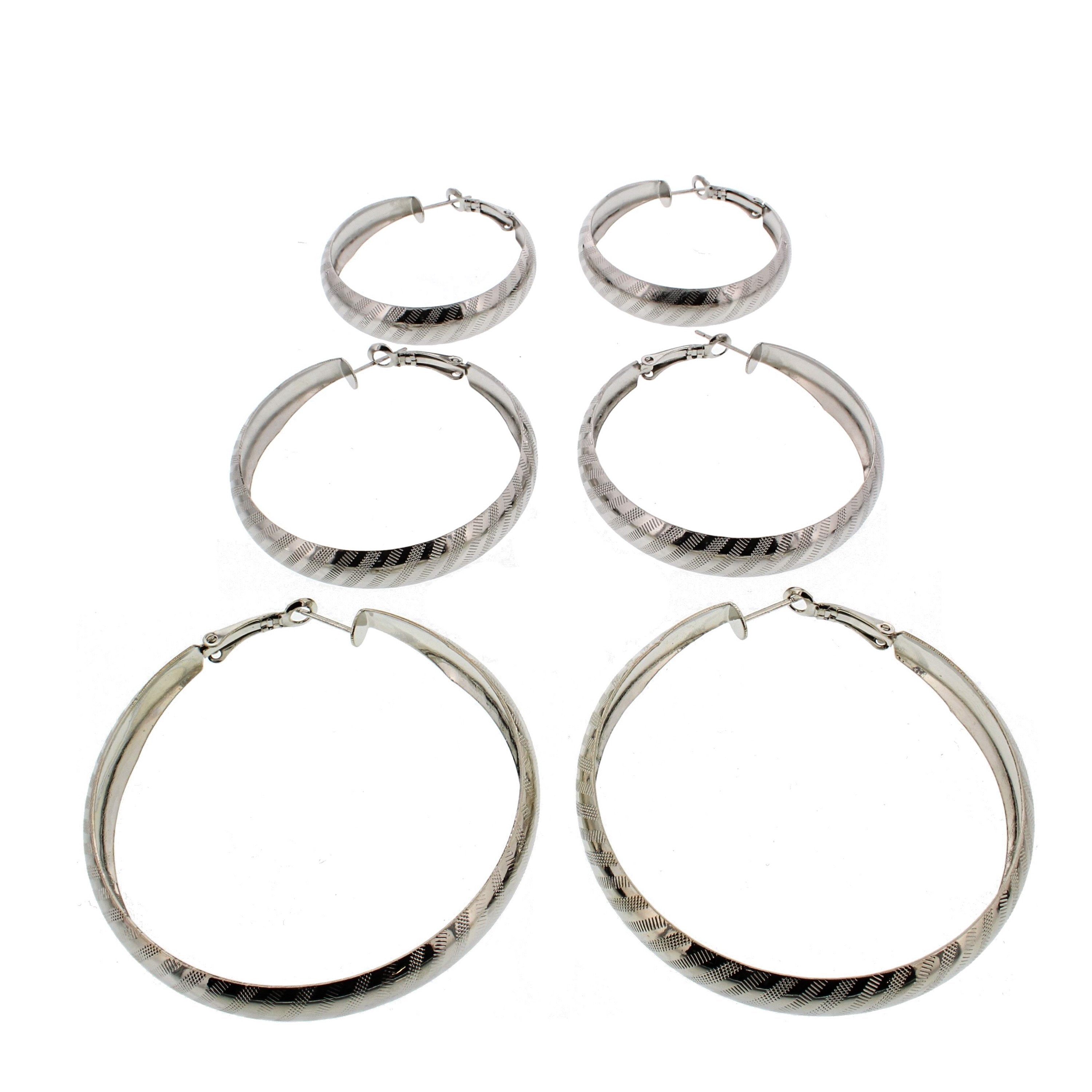 3 on a Card Patterned Hoop Earrings