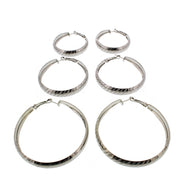 3 on a Card Patterned Hoop Earrings (Approx. 4/ 5/ 6cm Diameters)