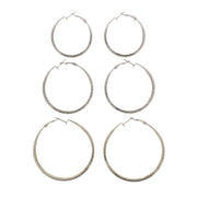 3 on a Card Patterned Hoop Earrings (Approx. 4/ 5/ 6cm Diameters)