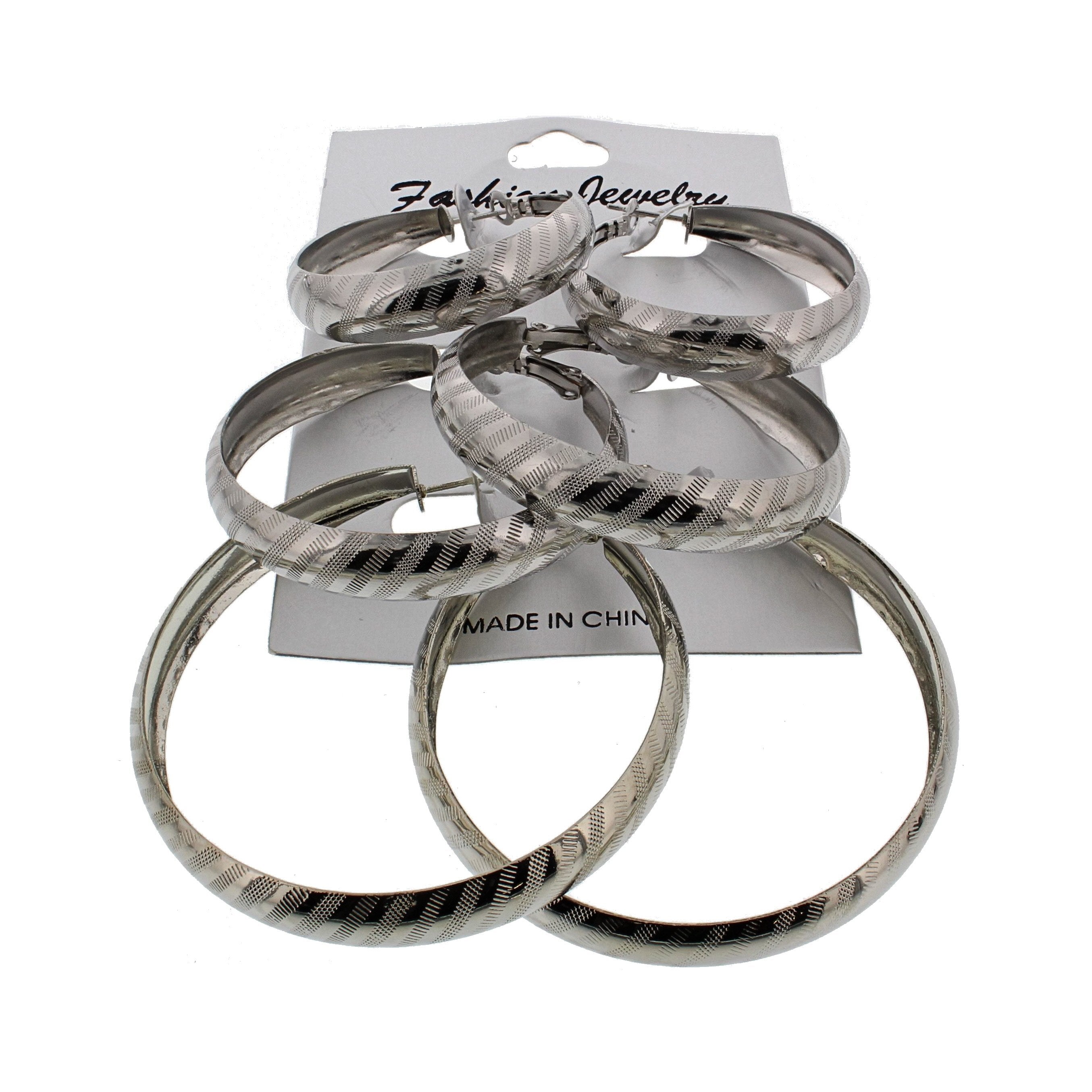 3 on a Card Patterned Hoop Earrings