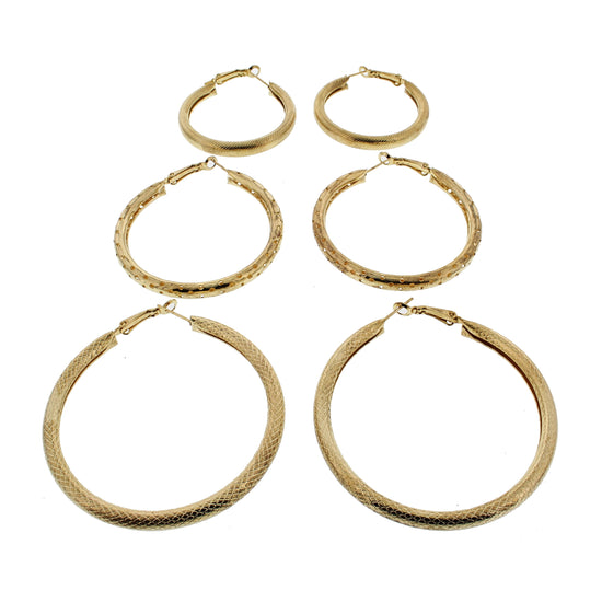 3 on a Card Assorted Patterned Hoop Earrings