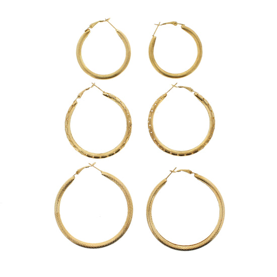 3 on a Card Assorted Patterned Hoop Earrings