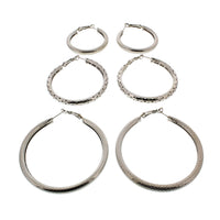 3 on a Card Assorted Patterned Hoop Earrings