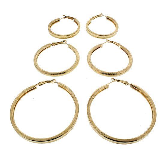 3 on a Card Assorted Patterned Hoop Earrings