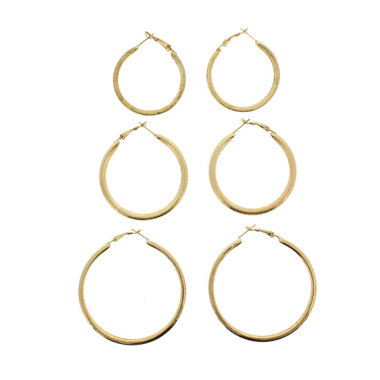 3 on a Card Assorted Patterned Hoop Earrings