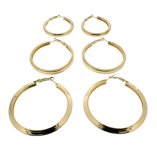 3 on a Card Assorted Patterned Hoop Earrings