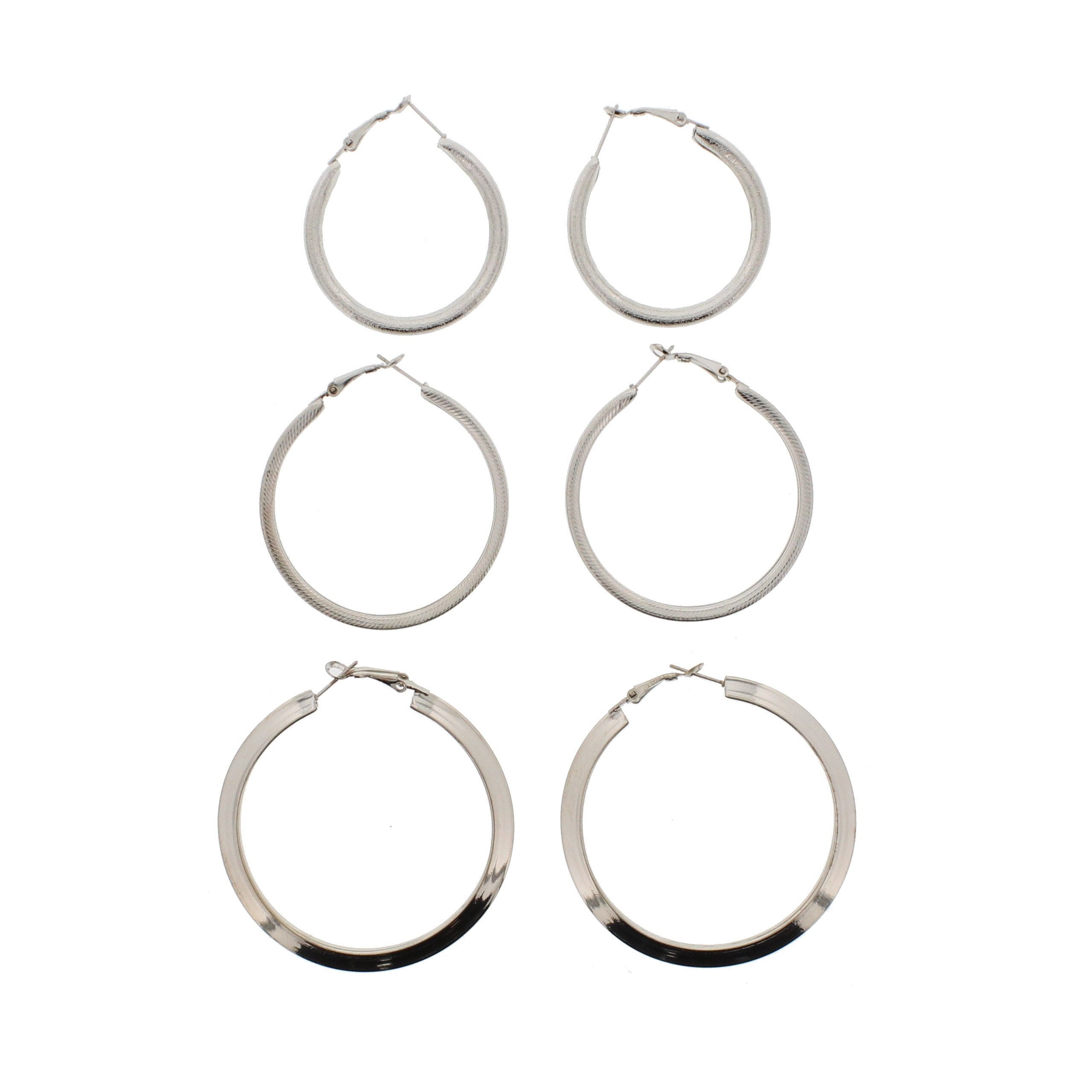 3 on a Card Assorted Patterned Hoop Earrings