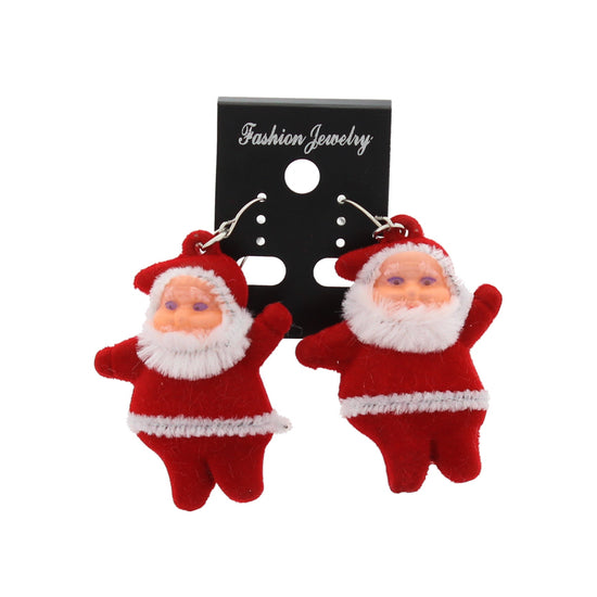 Fluffy Santa Claus Christmas Earrings