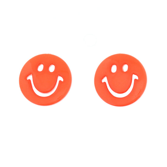 Assorted Neon Smiley Face Button Stud Earrings