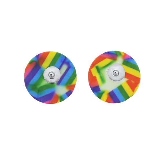 Rainbow Button Stud Earrings