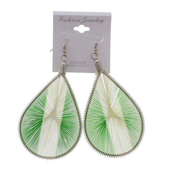 Nigeria Flag Mesh Net Tear Drop Earrings