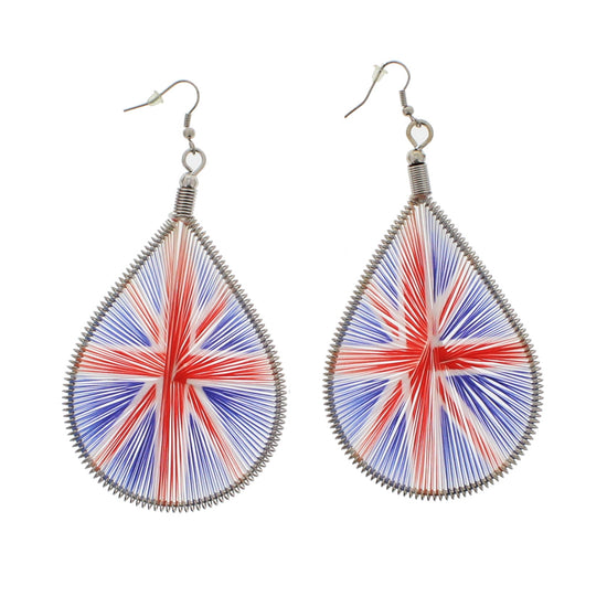 Union Jack Mesh Net Tear Drop Earrings
