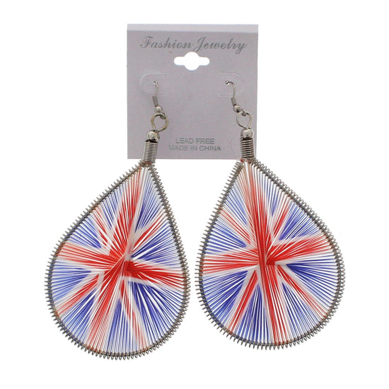 Union Jack Mesh Net Tear Drop Earrings