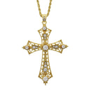 Gold Cross Chain Necklace With Clear Gems