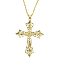 Gold Cross Chain Necklace With Clear Gems