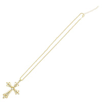 Gold Cross Chain Necklace With Clear Gems