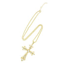 Gold Cross Chain Necklace With Clear Gems