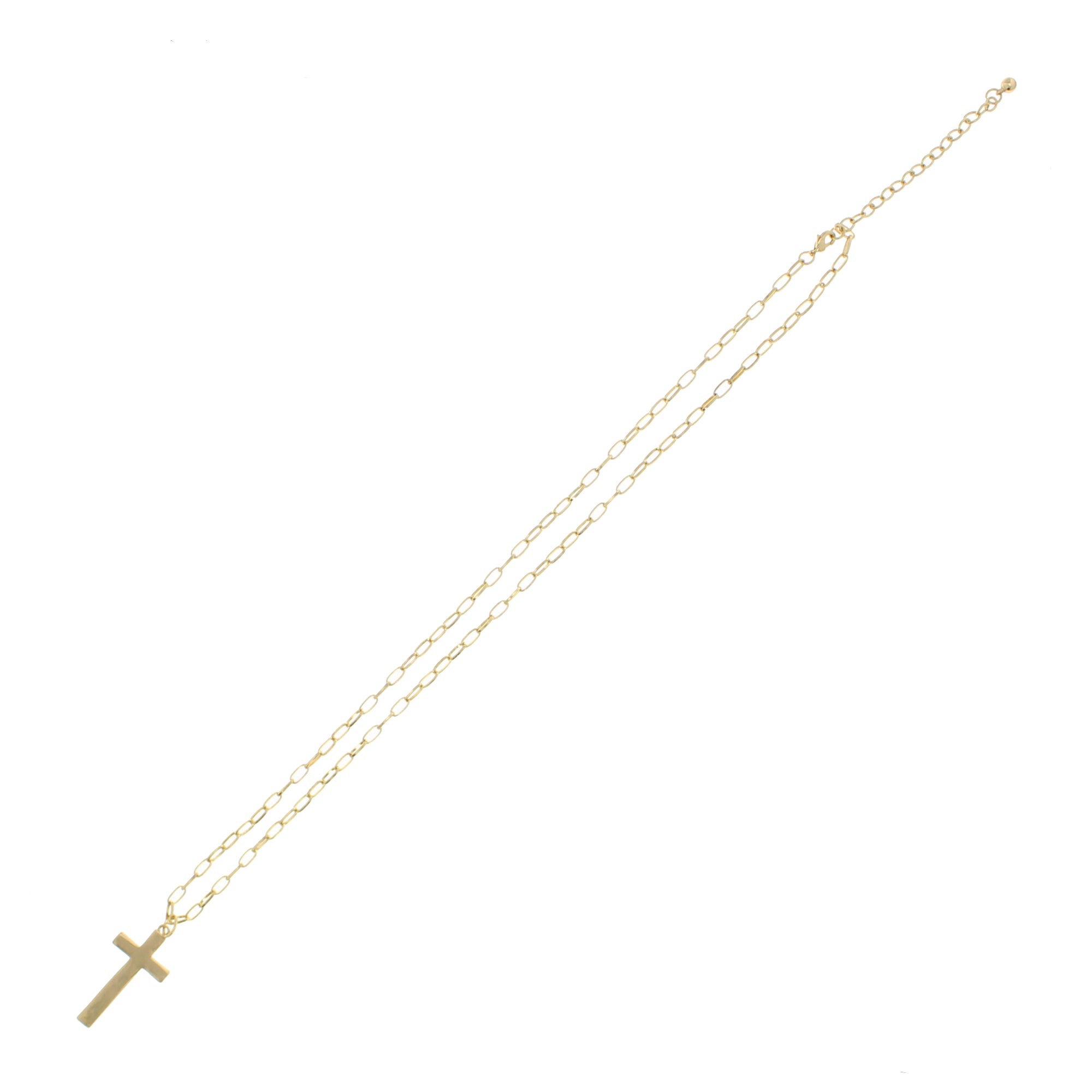 Gold Cross on Chain Necklace