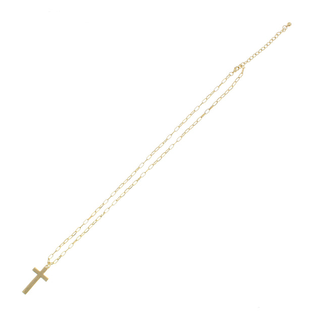 Gold Cross on 69cm Chain Necklace (2.3 x 5cm Pendant)