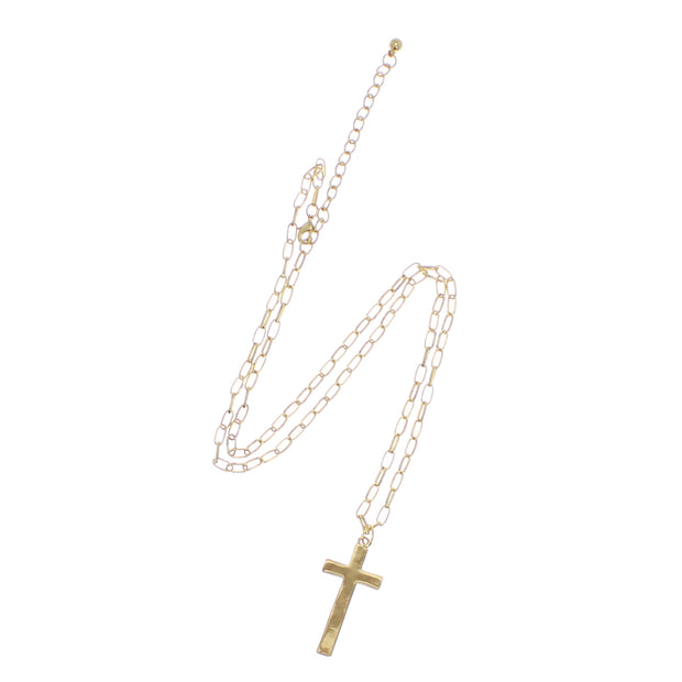 Gold Cross on 69cm Chain Necklace (2.3 x 5cm Pendant)